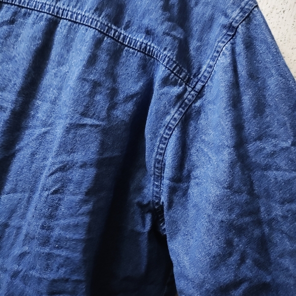 Rhythm Blue Christmas Denim Button-Up Shirt Women's XL Embroidered Clean - Picture 12 of 12